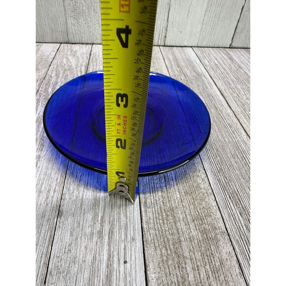 Vtg Cobalt Blue Cups 2.75" Tall and Saucers 5" DIA Depression Glass - Set of 4 - Picture 12 of 12